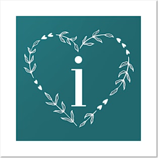 Letter I Wreath Monogram Posters and Art